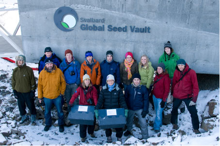 Scientists who work at the vault, outside the vault. Seed Vault 4